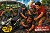 Apes! Curi Motor di Stadion Utama Riau, Pria Ini Babak Belur Dihajar Warga