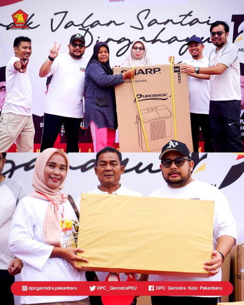 Banjir Hadiah dan Semangat,  Gerindra Pekanbaru Rayakan HUT Ke 17 dengan Meriah