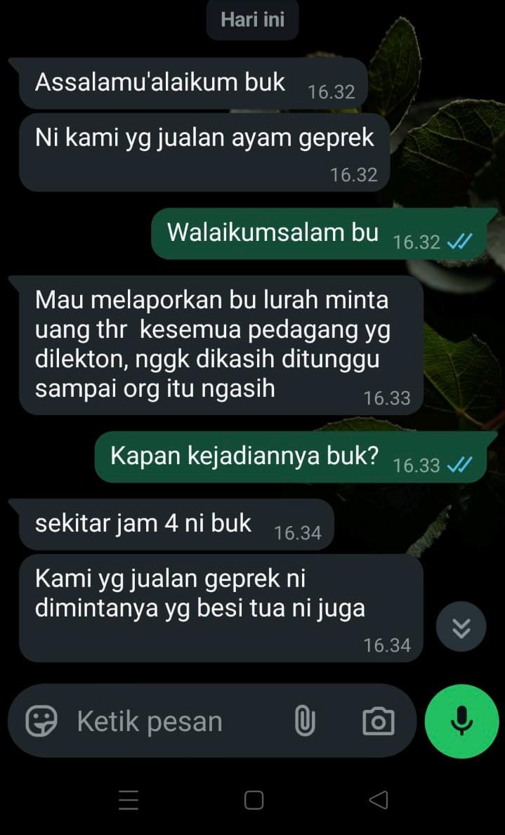 Heboh! Oknum Lurah Diduga Minta THR ke Pedagang Ayam Geprek