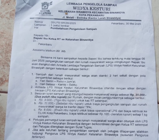 Tarif Angkutan Sampah Pekanbaru Naik Jadi Rp 20 Ribu, DPRD Minta Sosialisasi
