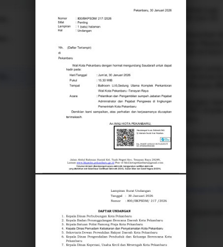 Rombak Birokrasi, Pemerintah Kota Pekanbaru Lantik Pejabat Eselon III dan IV Hari Ini