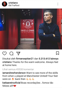 Jelang Lawan MU, Ronaldo Posting Foto di Old Trafford