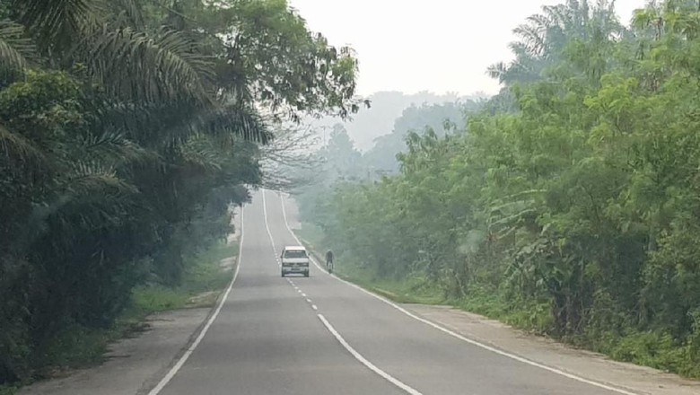 Karhutla Meluas di Riau, Jalan Lintas Timur Sumatera Diselimuti Asap