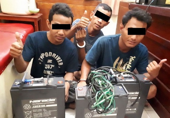 Polisi Tangkap 3 Pencuri Baterai Tower di Tenayan Raya