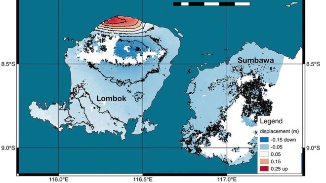 Gempa Lombok: Daratan berubah bentuk dan naik 25 sentimeter