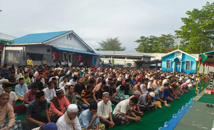 Salat Iduladha Khusyuk di Lapas Bengkalis, Napi Ikuti Pengajian Rohani 1446 H