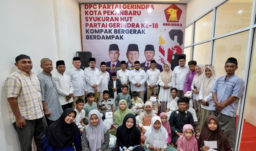 Gerindra Pekanbaru Rayakan HUT ke-18 dengan Santunan Anak Yatim, Tegaskan Komitmen untuk Rakyat
