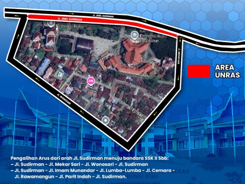 Aksi Unjuk Rasa di DPRD Riau, Jalan Sudirman Pekanbaru Alami Rekayasa Lalu Lintas