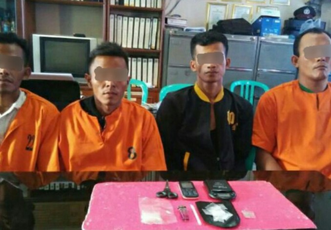 Polres Inhil Bekuk Empat Pria Saat Transaksi Sabu-sabu