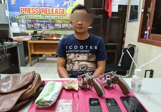 Polisi Amankan Dua Senpi Rakitan dari Tersangka Narkoba di Kampar