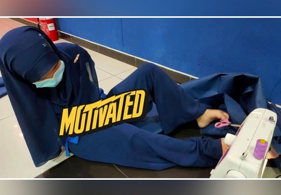 Salut! Pakai Kaki, Gadis Tanpa Tangan Jahit APD untuk Tenaga Medis