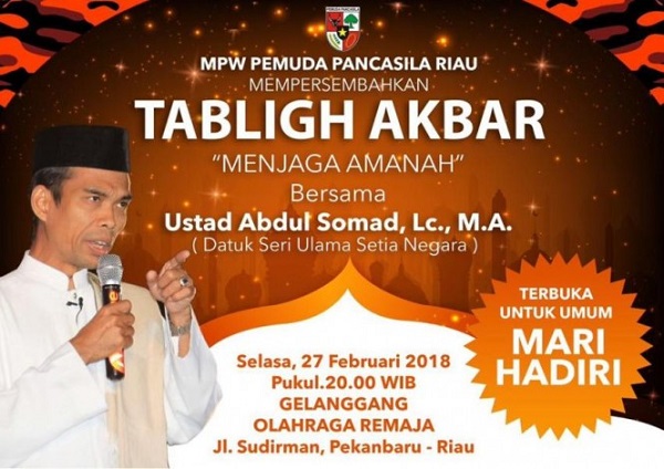 Pemuda Pancasila Riau Pastikan Kesiapan Lokasi Tabligh Akbar Ustaz Abdul Somad Memadai