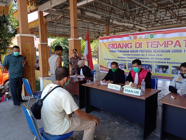 53 Warga Pelalawan Terjaring Razia Protokol Covid-19, 40 Pelanggar Bayar Denda Rp 100 Ribu