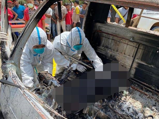Pria Bengkalis yang Terbakar di Mobil Pick Up ternyata Korban Pembunuhan