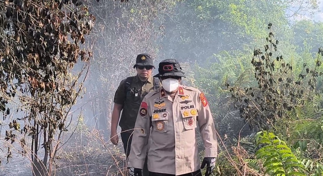 Karhutla Meluas di Rimbo Panjang Kampar, Wakapolda Riau Turun Langsung Pimpin Pemadaman