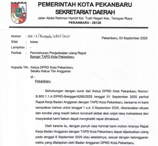 Situasi Keamanan Tidak Kondusif, Rapat Banggar DPRD Pekanbaru Ditunda