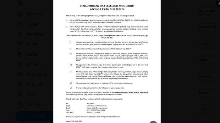 Nobar Timnas U-23 Dibatasin MNC Group, Dukung Garuda Muda atau Melanggar Hukum?
